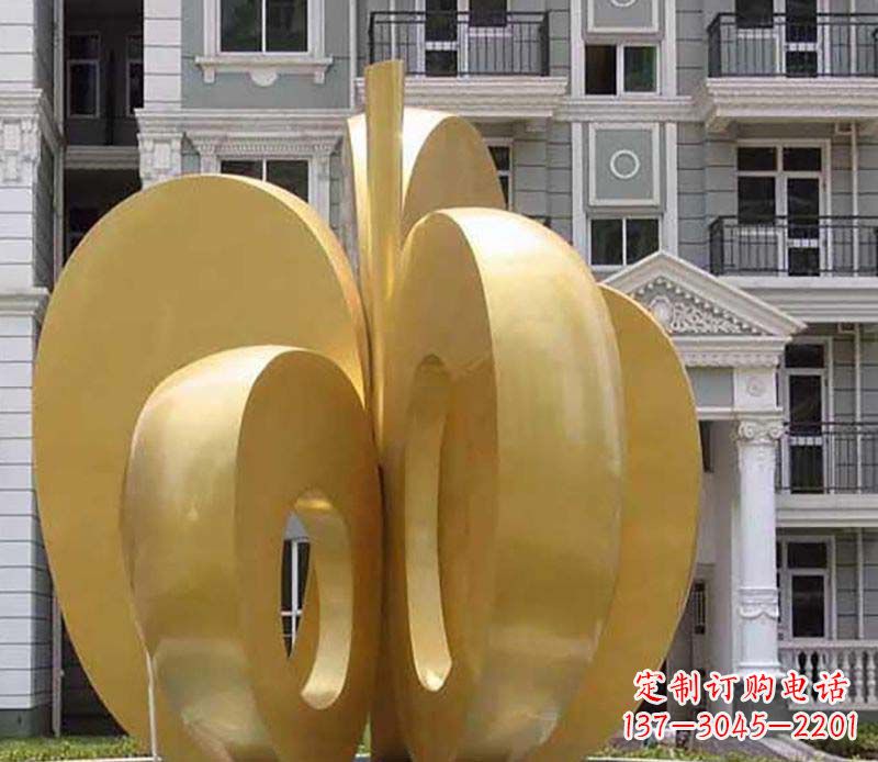 淄博不锈钢苹果雕塑极具视觉震撼力
