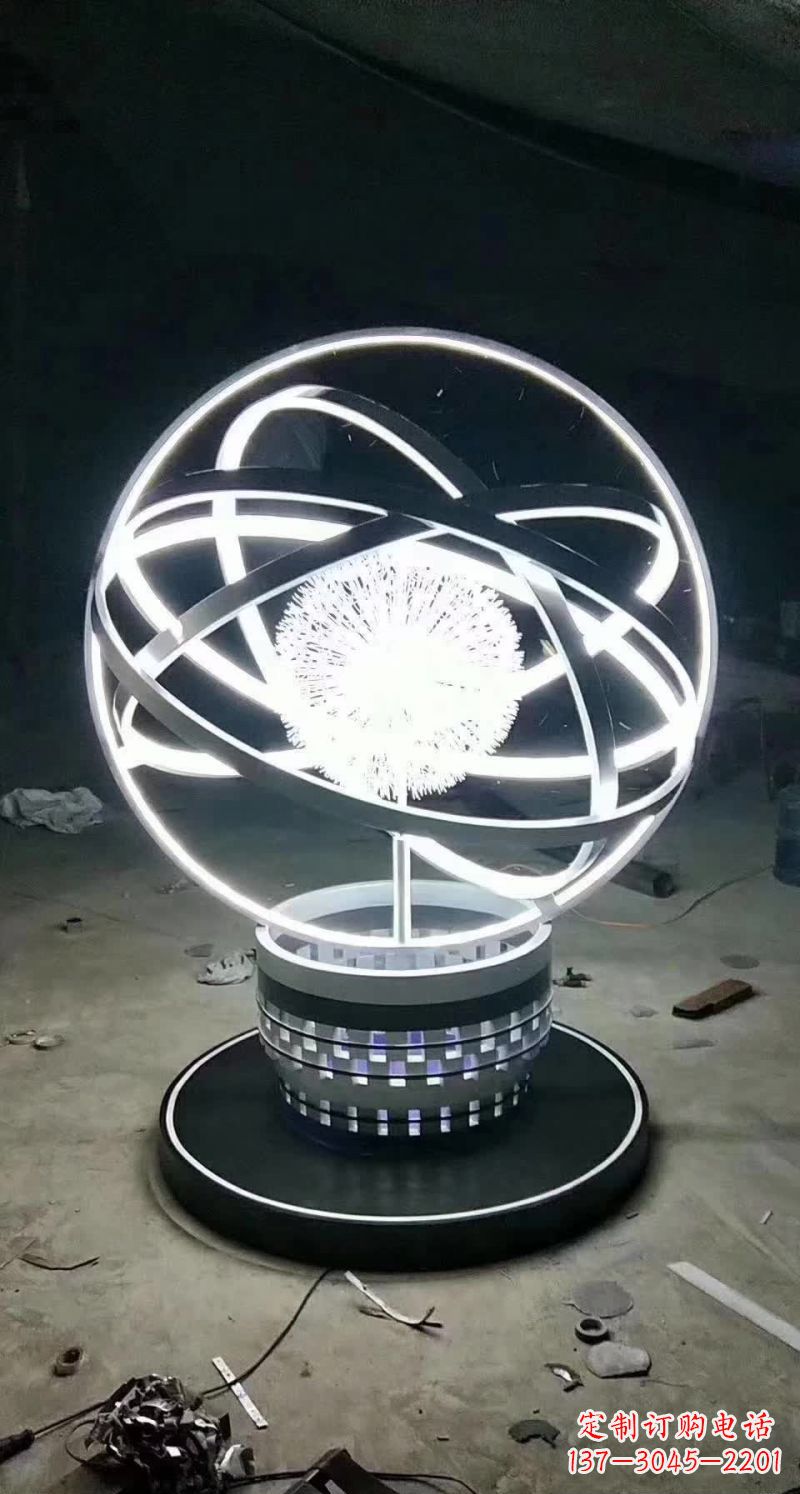 淄博不锈钢蒲公英圆环雕塑艺术之美