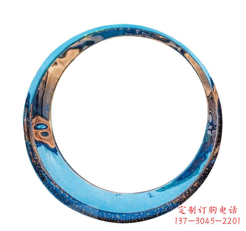 淄博不锈钢创意景观圆环雕塑——美化城市的创意艺术