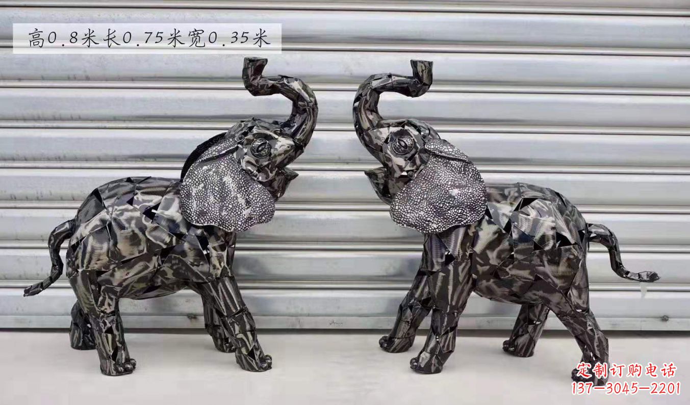 淄博不锈钢大象雕塑精美的摆件装饰