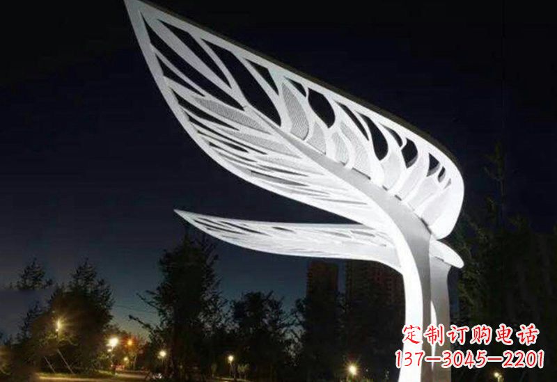 淄博不锈钢大型树叶雕塑