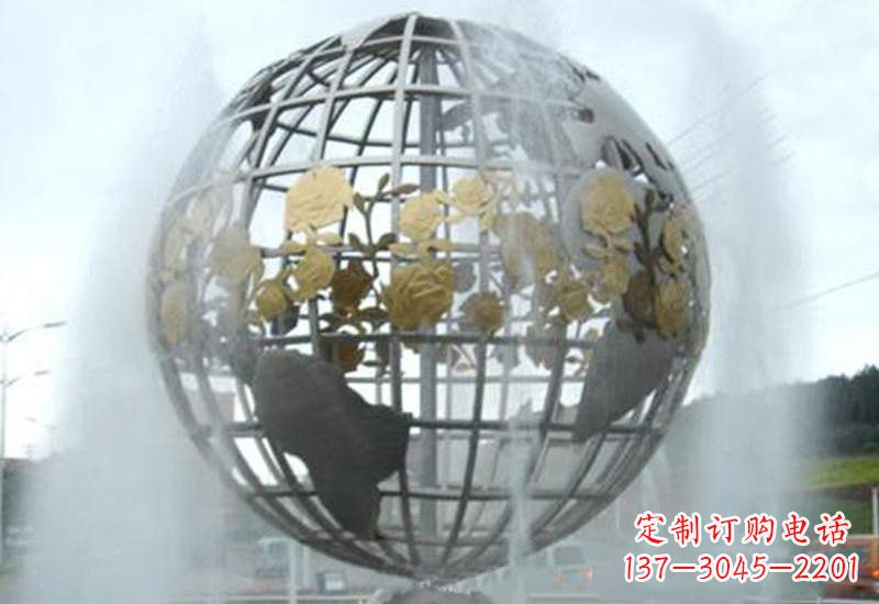淄博不锈钢地球仪雕塑象征着地球家园