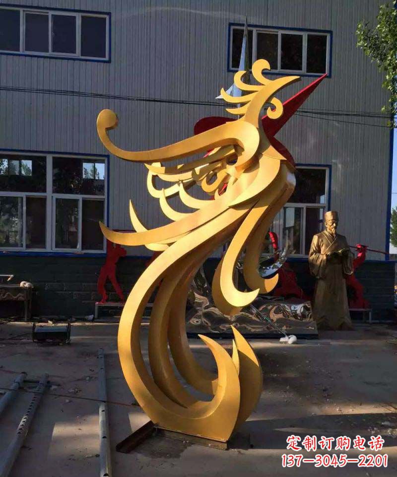 淄博不锈钢雕刻凤凰雕塑传承精美工艺