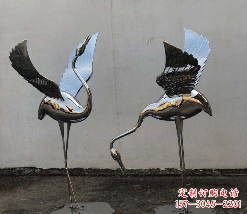 淄博不锈钢锻造仙鹤雕塑精美的艺术品