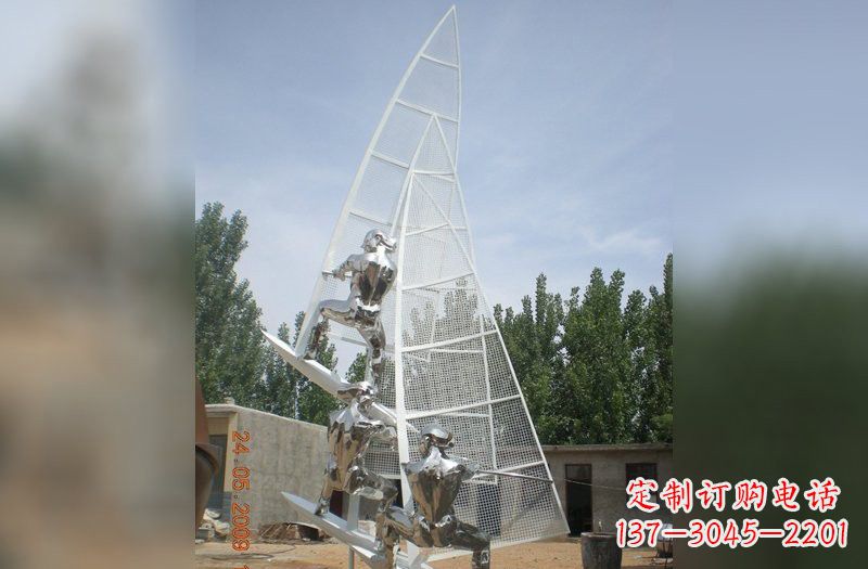 淄博不锈钢帆船雕塑精美的艺术品