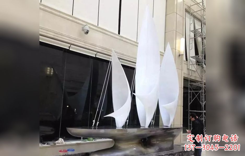 淄博不锈钢帆船海洋迷人的雕塑