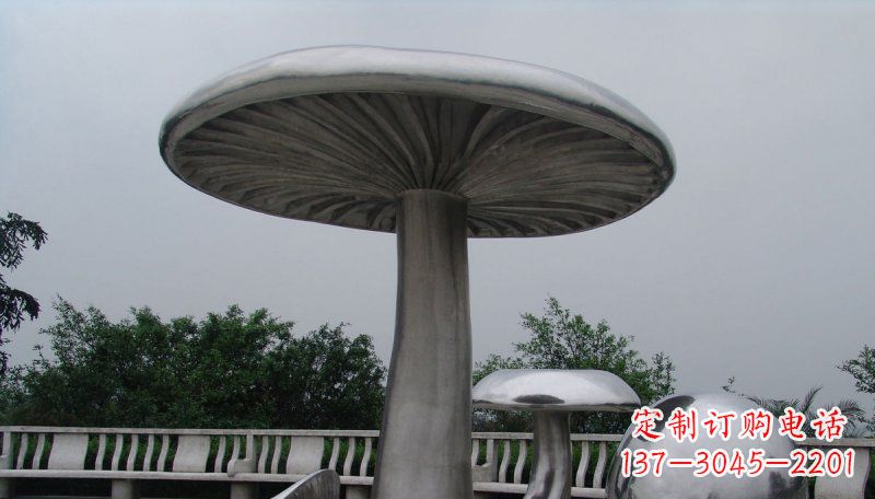 淄博不锈钢仿真蘑菇凉亭雕塑