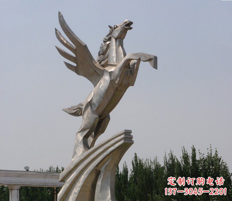 淄博不锈钢飞马精美雕塑点缀公园