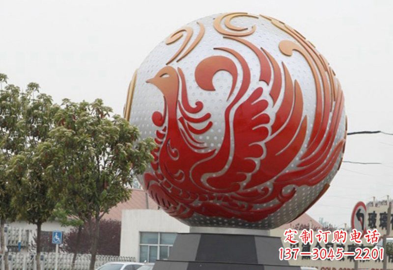 淄博不锈钢凤凰浮雕圆球雕塑精美雕塑把艺术带到生活中