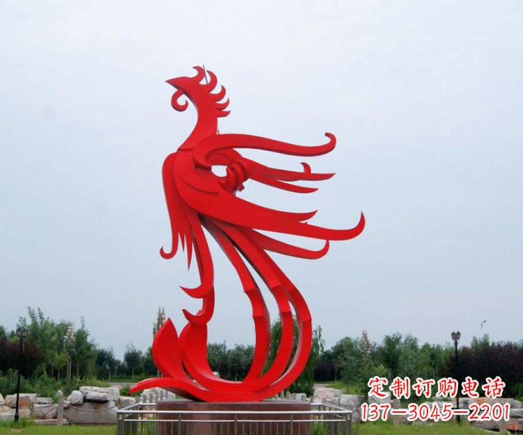 淄博精美凤凰雕塑点亮凤凰公园