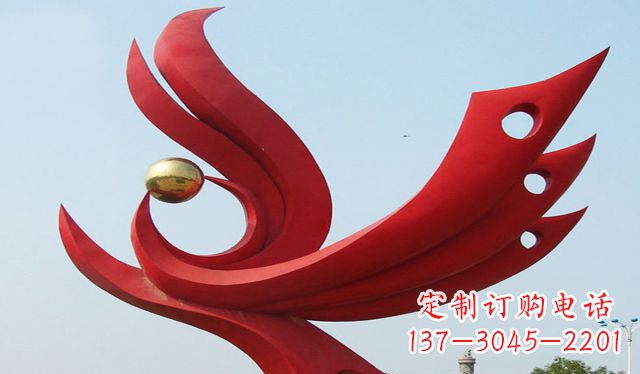 淄博不锈钢凤凰雕塑象征着美丽与智慧