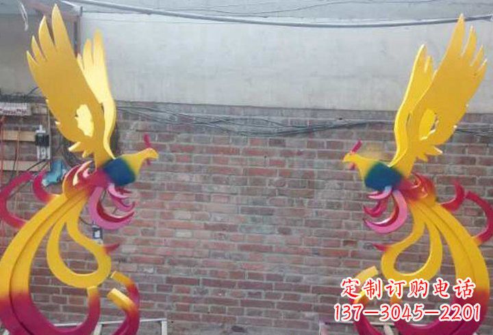淄博不锈钢公园彩色凤凰雕塑——艺术与自然的融合