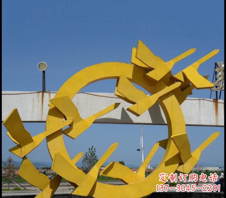 淄博不锈钢大雁雕塑点缀公园美景