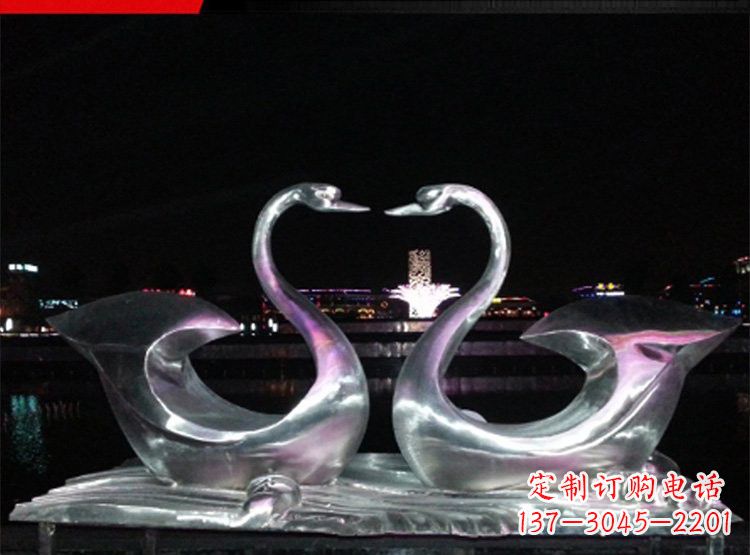 淄博不锈钢天鹅雕塑美化公园