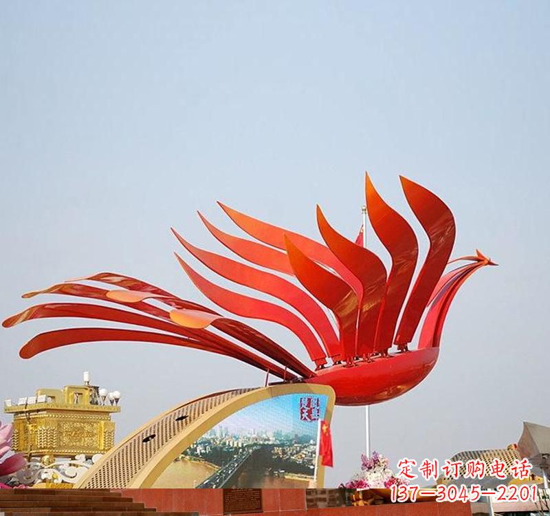 淄博不锈钢凤凰雕塑——美丽的象征