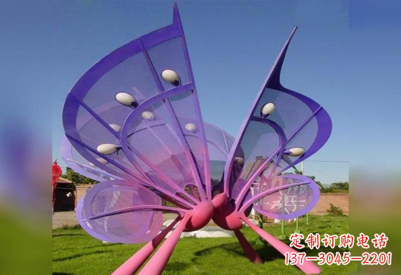 淄博不锈钢蝴蝶雕塑给公园带来美丽的灯光