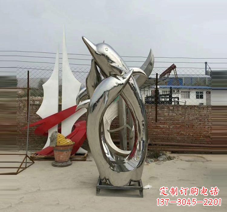 淄博不锈钢海豚雕塑——象征着动物自由的象征
