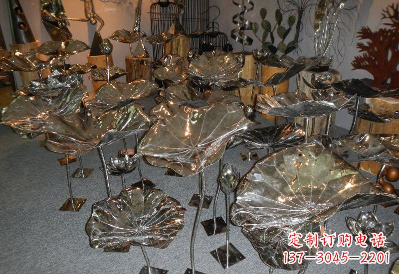 淄博不锈钢荷叶雕塑——缔造美丽公园