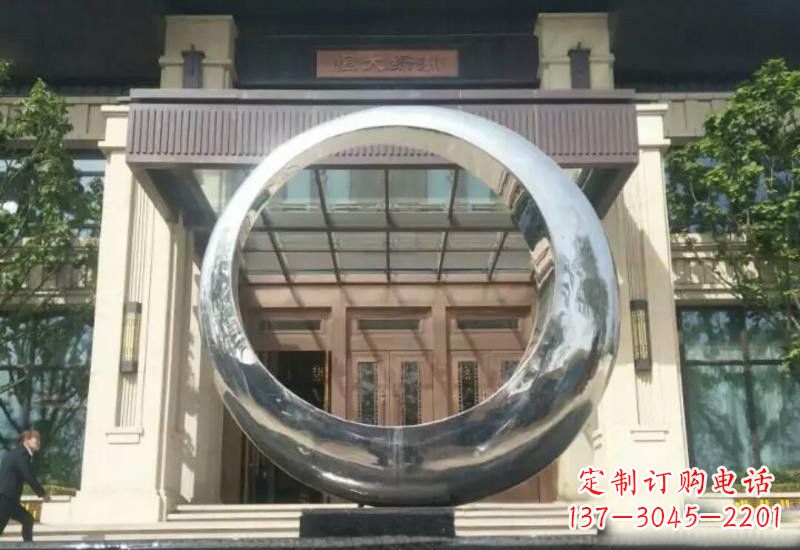 淄博不锈钢公园圆环雕塑精致美观的艺术品