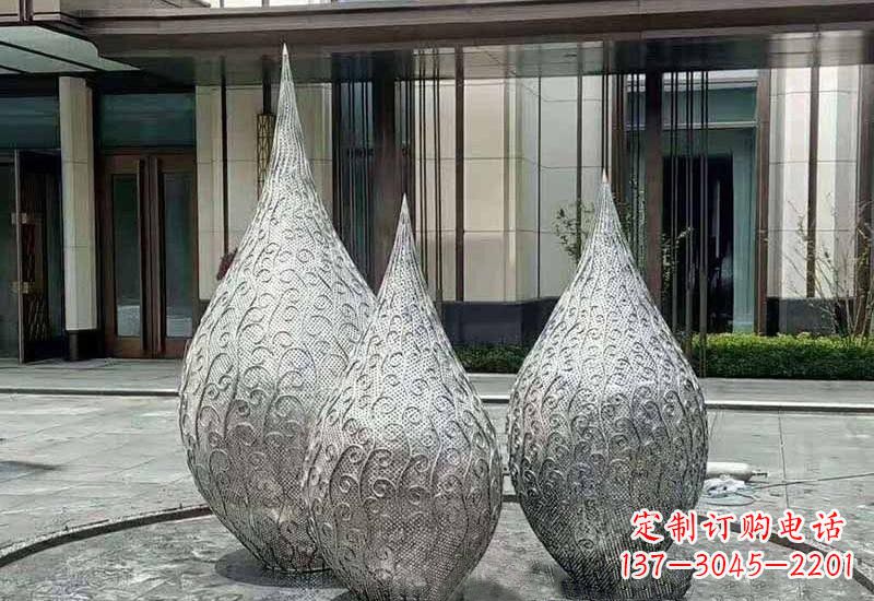 淄博不锈钢镂空水滴雕塑精致美观