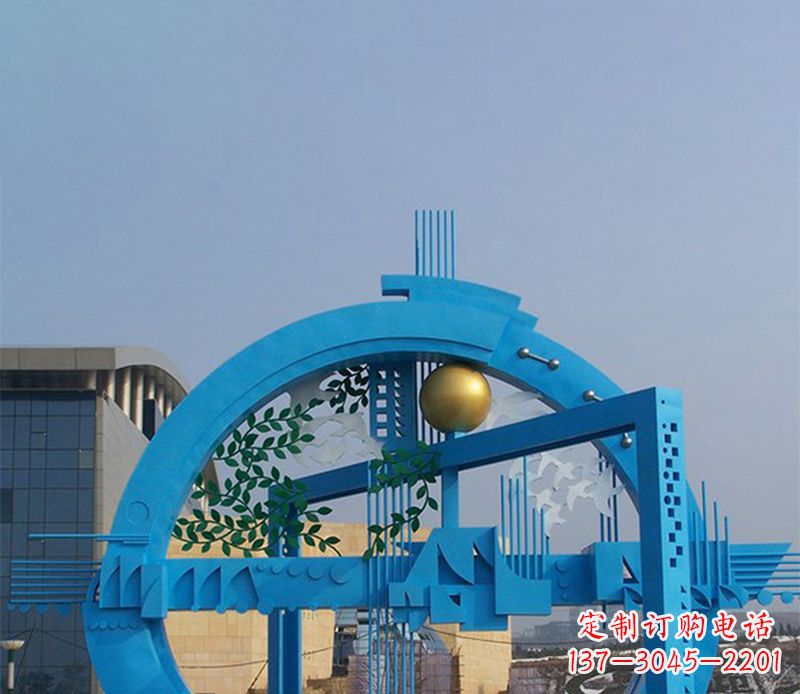 淄博不锈钢拱桥雕塑美丽的艺术品