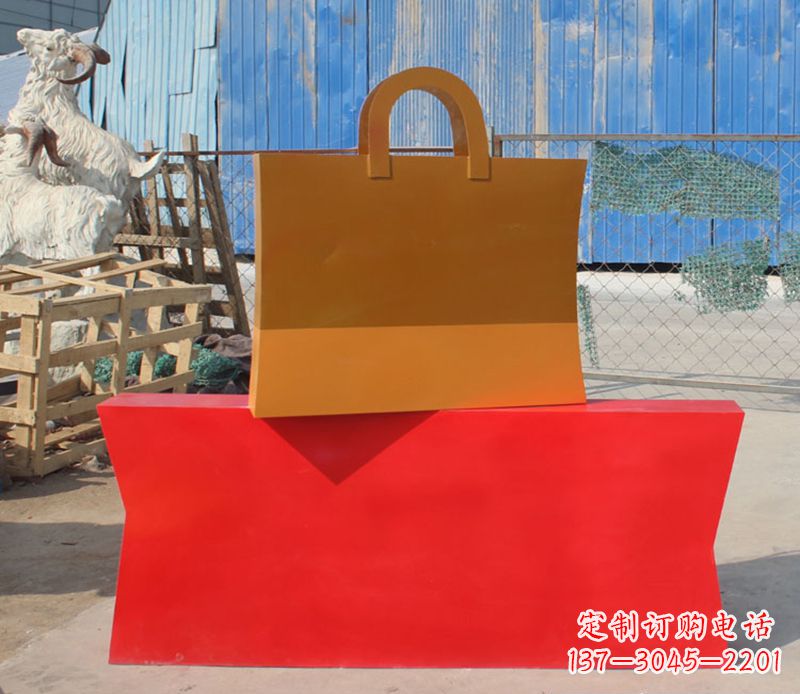 淄博精美不锈钢购物袋雕塑