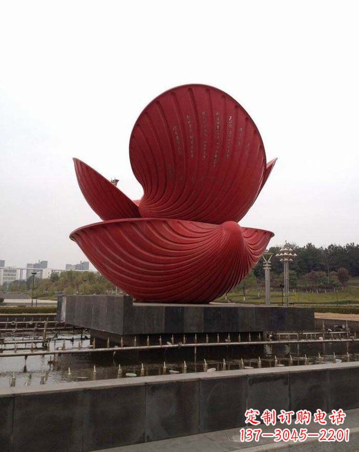 淄博不锈钢贝壳喷泉雕塑——海洋之美无限