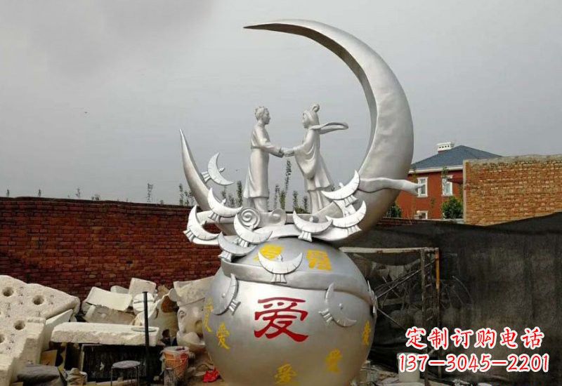 淄博牛郎织女传说的不锈钢雕塑