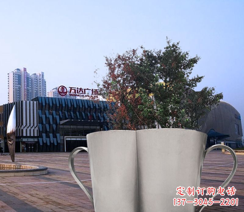 淄博不锈钢花盆雕塑带来精致的艺术感受