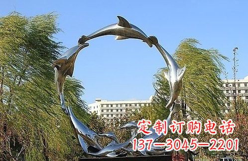 淄博不锈钢海豚雕塑美的化身