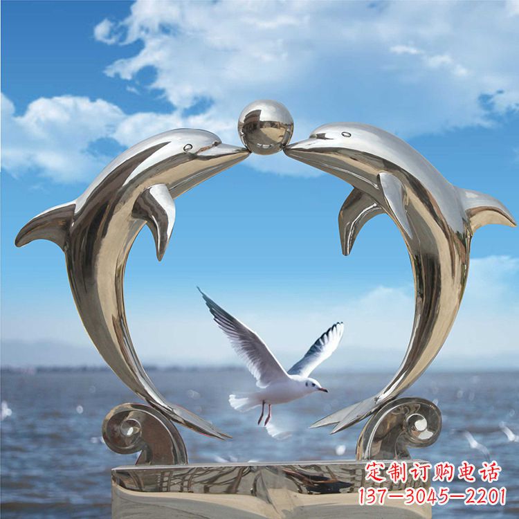 淄博不锈钢海豚雕塑精美的海洋之美