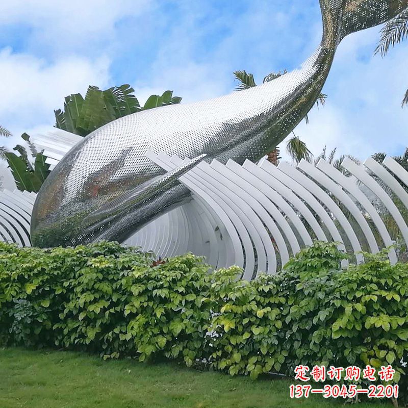 淄博海豚雕塑镜面鲸鱼创意动物景观