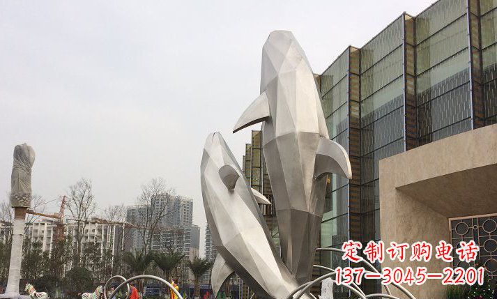 淄博不锈钢海豚喷泉雕塑精美的海洋之美