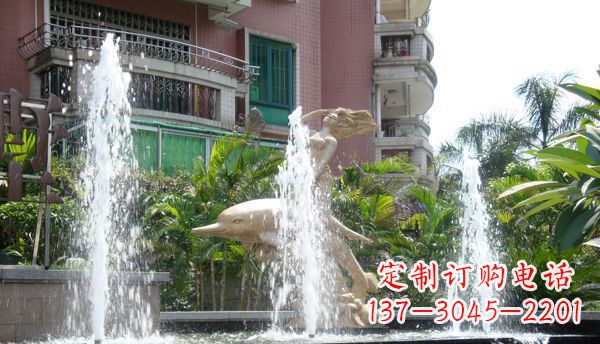 淄博不锈钢海豚喷泉雕塑精美的海洋艺术