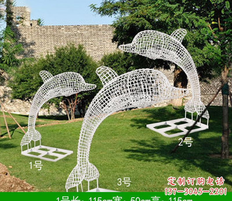 淄博不锈钢海豚组合雕塑精美的艺术品