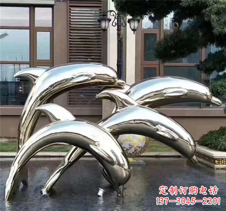 淄博不锈钢海洋动物雕塑——海豚