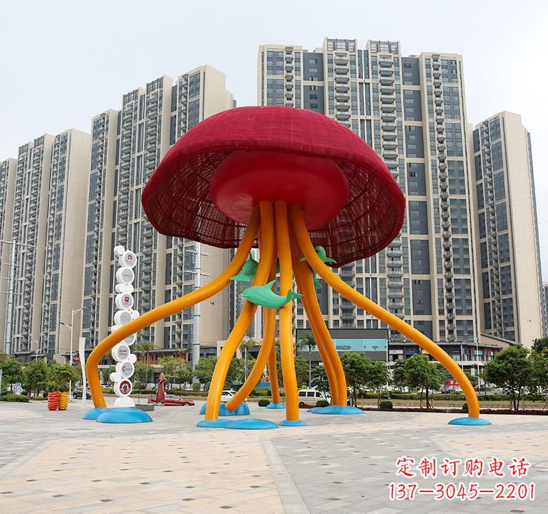 淄博不锈钢海洋水母动物雕塑精美绝伦