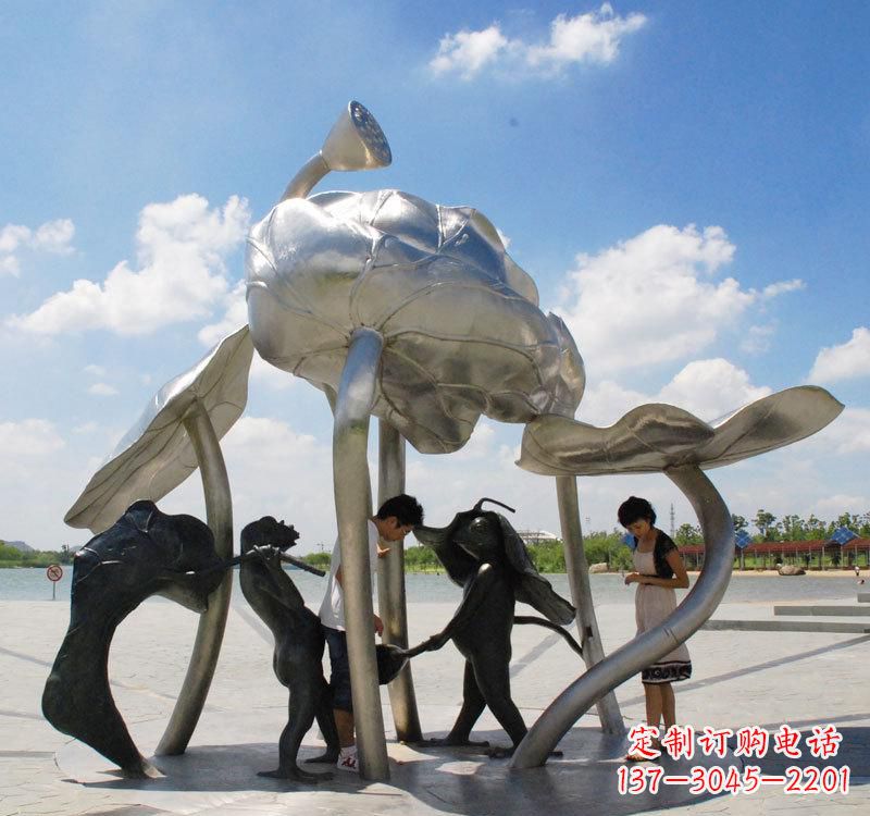 淄博荷花之美——不锈钢荷花广场雕塑