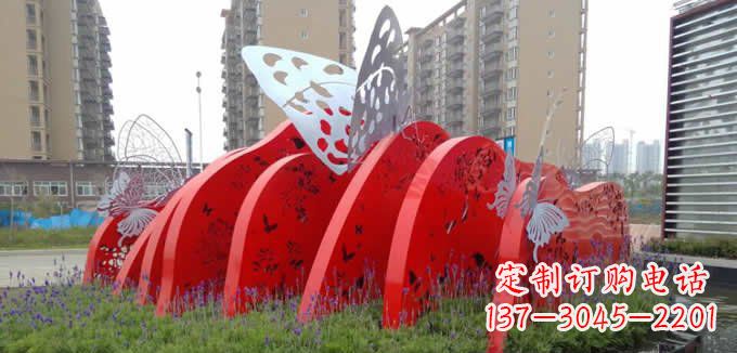 淄博不锈钢蝴蝶小区景观雕塑美丽的蝴蝶展翅