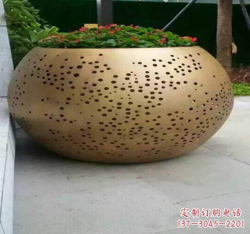 淄博不锈钢户外花盆雕塑美观耐用的室外装饰