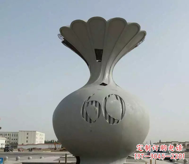 淄博精美不锈钢花篮雕塑