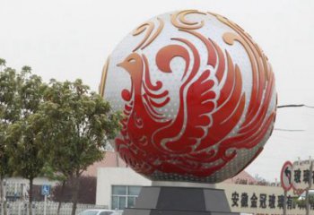 淄博不锈钢凤凰浮雕圆球雕塑精美雕塑把艺术带到生活中