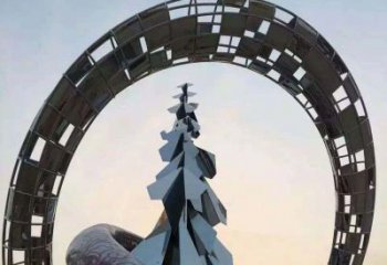 淄博不锈钢松树祥云雕塑