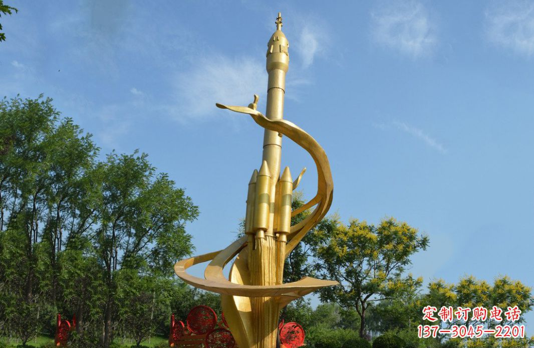 淄博火箭飞向蓝天不锈钢火箭广场景观雕塑