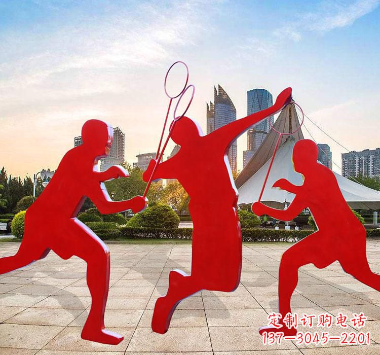 淄博不锈钢剪影打羽毛球雕塑