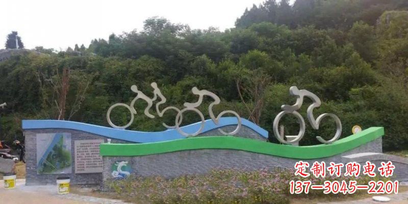 淄博不锈钢自行车雕塑——给景区增添一抹绚烂