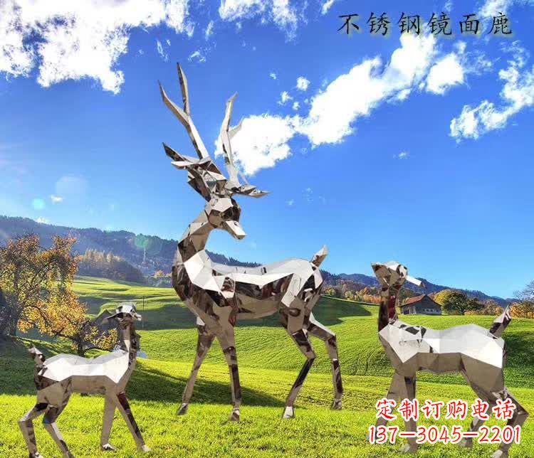淄博不锈钢鹿精美的动物雕塑
