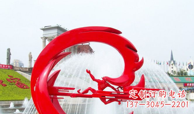 淄博夸父的传奇不锈钢雕塑