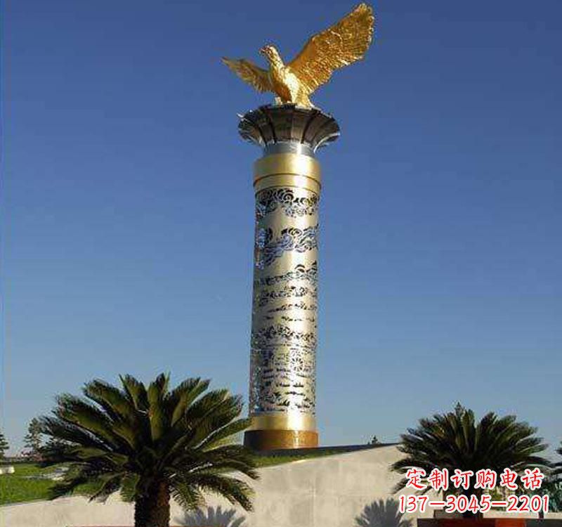 淄博不锈钢龙柱雕塑把神秘的传统融入现代