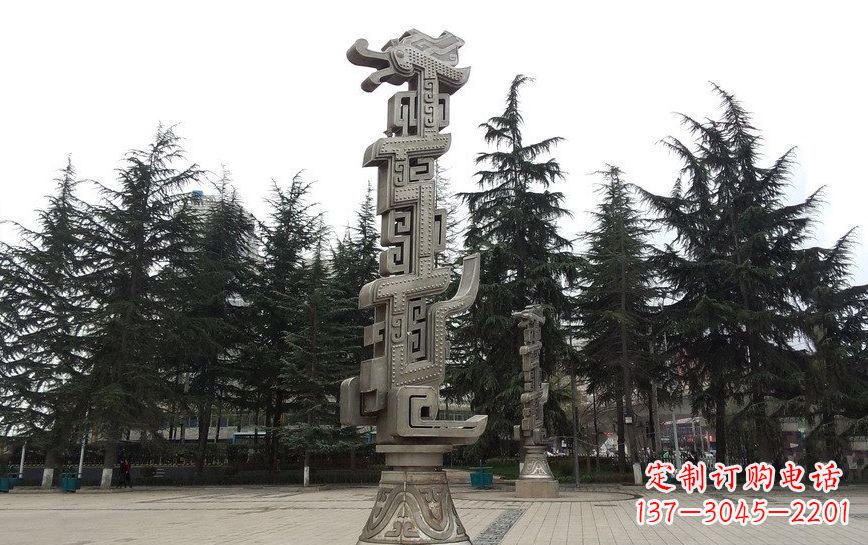 淄博不锈钢龙柱雕塑引领公共景观